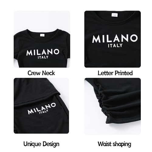 Image of OLMRJKD Girls 2 Piece Outfits Long Sleeve Letter Printed Sweatshirt & Flared Pants Fall Clothing Set Size 7-14 Years (9-10Y)
