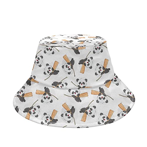 Kuiaobaty Unisex Packable Bucket Hat Women Men Kids Travel Sun Hat Cute Panda Print Sun Cap