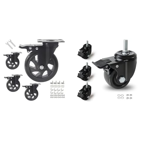 Caster Wheels, Casters Set of 4, Heavy Duty Casters with Brake,Swivel Caster Wheels with Ball Bearings, Industrial Caster Wheels for Workbench, Cart, Furniture Cover