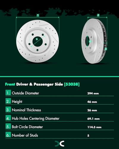 Image of SCITOO Front 11.57 inch Brake Pads and Rotors Kits Brakes Kits:53038;D866