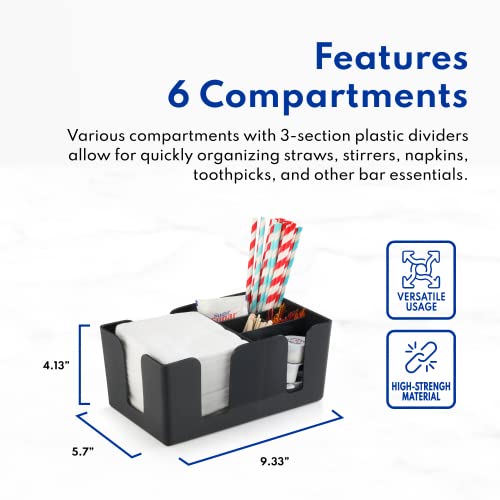 New Star Foodservice 48001 Plastic Bar Caddy Organizer With 6 Compartments, Black #TOP6