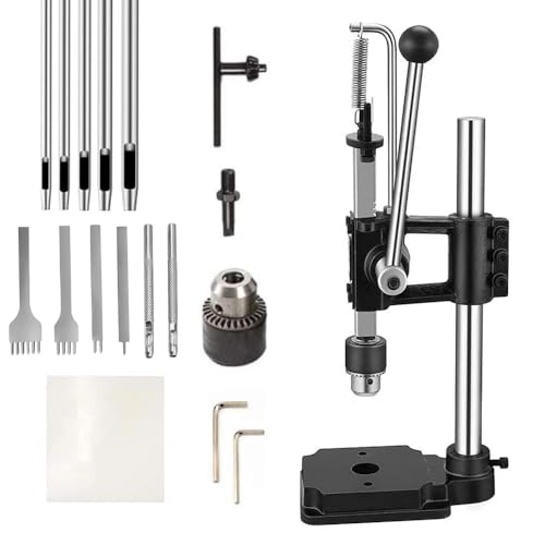 Leather Hole Puncher Hand Punching Machine Manual Press Puncher Tools for DIY Craft (with Chuck, PP Plate, 4* Leather Prong Punch,7*Circular Punch)