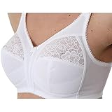 Gemm Ladies White Non Wired Lace Trim Plus Size Bra with Large Cup Sizes Full Firm Support (42 H, White) - Image 5
