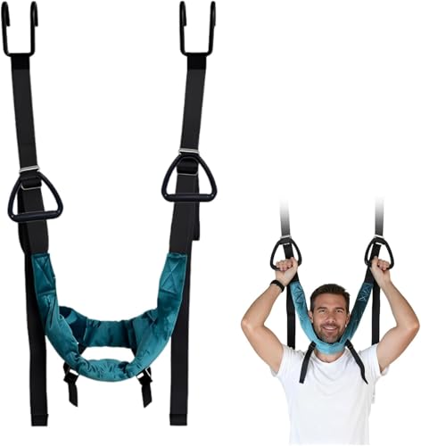 Cervical Neck Traction Device Over Door for Home Use Portable Neck Stretcher Hammock Decompression Home Physical Therapy (Blue)