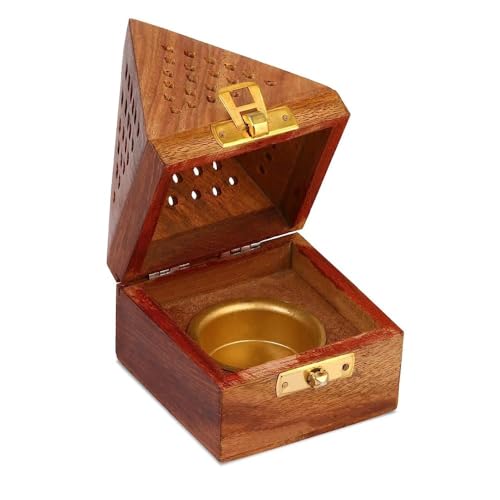 Image of Wooden Sambrani Dhoop Stand Incense Holder: Perfect Pooja Room Stand Decoration Item, Dhup Dani & Doopam Holder, Essential Puja Item for Home Mandir and Pooja Thali Set