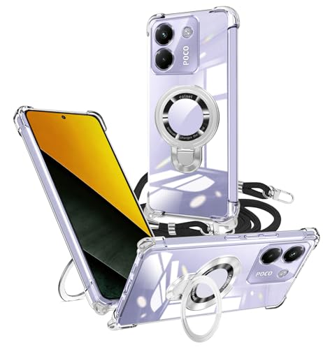 weiaoluo �P�[�X Xiaomi POCO M7 Pro 5G �N���A �p�� �����O�t�� �V�����_�[ �A���[�Y �ϏՌ� �V���I�~ POCO M7 Pro �J�o�[ �c�����Ή� �}�O�l�b�g���� ���߉\ �ی�\�t�g ���O�� ���^ TPU ������ ��|��