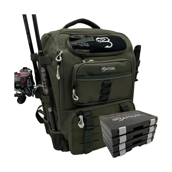 Fishing-Backpack-Fishing-Tackle-Backpack-With-Rod-Holders-40L-Tackle-Bag-With-Cooler-Fishing-Bag-Fishing-Tackle-Backpack-Fishing-Tackle-Box-Backpack-Fishing-Gear-Green Baitium Fishing Backpack, Fishing Tackle Backpack With Rod Holders, 40L Tackle Bag With Cooler, Fishing Bag, Fishing Tackle Backpack, Fishing Tackle Box Backpack, Fishing Gear - (Green)