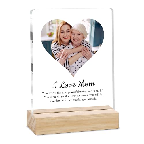 Image of Giftplease Customized Photo Frame With Wooden Stand | Personalised Printed Photo & Text Frame | Gift For Mom | Birthday | Mother's Day | (Transparent, 6x8 Inches, Tabletop) m 09