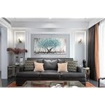 Arjun Tree Wall Art Teal Blue Nature Tree of Life Abstract Canvas Painting Textured Picture, Modern Large Panoramic Landscape Artwork Framed for Living Room Bedroom Bathroom Office Home Decor 40"x20" - Image 2