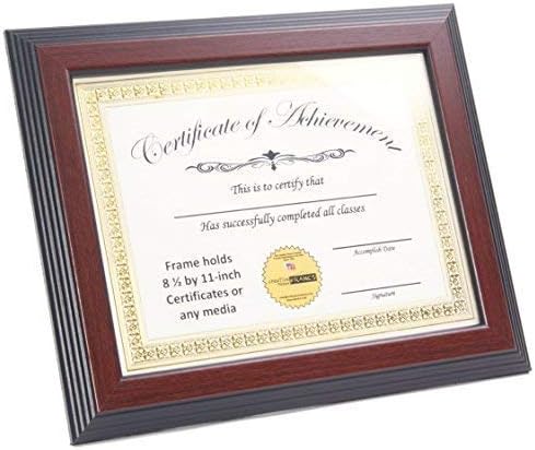 Creative Picture Frames 8.5X11Mh Mahogany Finish Diploma Frame Displays 8.5 By 11-Inch Certificate, Graduation, University, Diploma Frames With Stand & Installed Wall Hanger