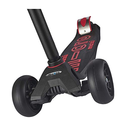 Micro Kickboard - Maxi Deluxe Pro Kick Scooter - Smooth-Gliding, 3-Wheeled, Lean-To-Steer Scooter With Fat, Stable Wheels And Chopper-Style, Adjustable-Height Handlebars Ages 5-12 (Black/Red) #TOP3