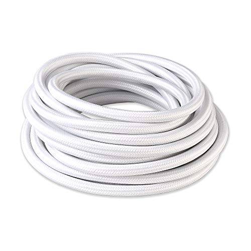 BRIGHTTIA White Color Cloth Covered Electrical Wire - 16Ft Textile Cable for Pendant Light Fixture...