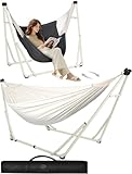 Anyoo 2 in 1 Hammock and Swinging Chair with Collapsible Steel Stand & Carrying Case,Portable & Adjustable,Easy Set Up for Outdoor,Indoor,Porch Swing,Patio,Garden,Camping Trip