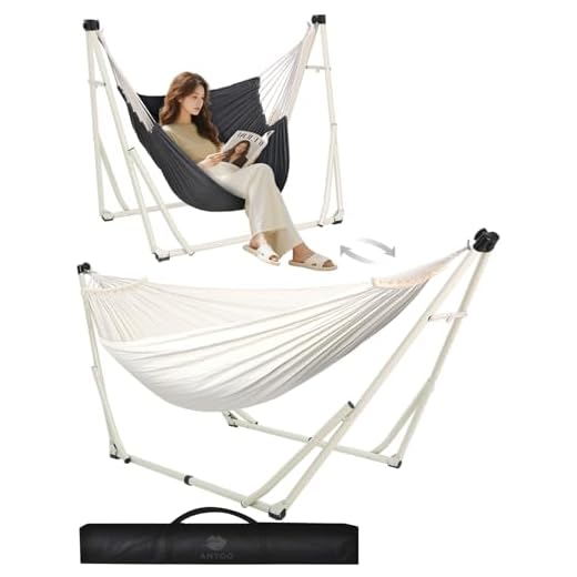 Anyoo 2 in 1 Hammock and Swinging Chair with Collapsible Steel Stand & Carrying Case,Portable & Adjustable,Easy Set Up for Outdoor,Indoor,Porch Swing,Patio,Garden,Camping Trip
