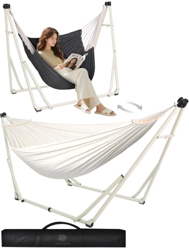 ANYOO Hängematte und Hängesessel mit klappbarem Gestell, tragbares...