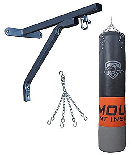 IWIN Our Unfilled Heavy PU Punch Bag Boxing MMA Sparring Punching Training ick Boxing MuDay Thai with Hanging Chain and Heavy Duty Wall Mounted Stand (5 Feet)