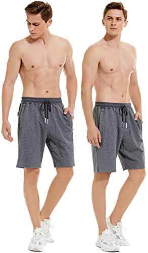 Men's Workout Stretch Shorts Zipper Pockets Outer Thigh Split Darkgrey 34 #TOP6
