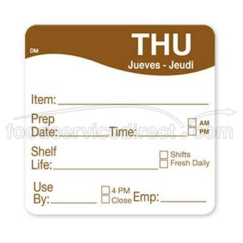 DissolveMark 2 in x 2 in Thursday Shelf Life Label by DayMark – Model 1122134