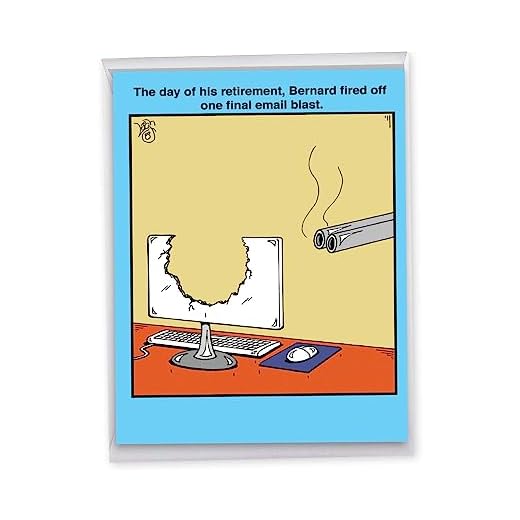 NobleWorks Funny Happy Retirement Greeting Card 8.5 x 11 Inch - Jumbo Email Blast Appreciation Gift - Hilarious Way to Congratulate a Retired Loved One and Celebrate (With Envelope) J2636RTG