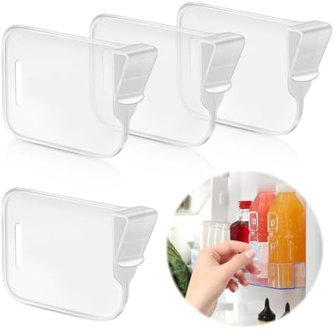 Refrigerator Storage Divider, 4Pcs Adjustable Snap-on Fridge Door Shelf Dividers Organizer Bins Partition Clear Plastic Container Separator Portable Drawer Separators Board for Kitchen Home Office