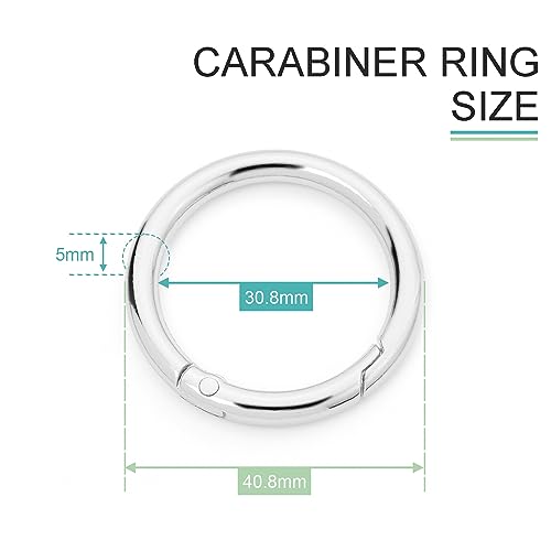 Image of 10Pack 1-1 /4 inch Trigger Spring O Rings, Metal Round Carabiner Clip Snap Hook, Spring Keyring Buckles for Replacement Purse Strap, Paracord Lanyard Clips, Keychain Rings Hardware DIY Crafts Making