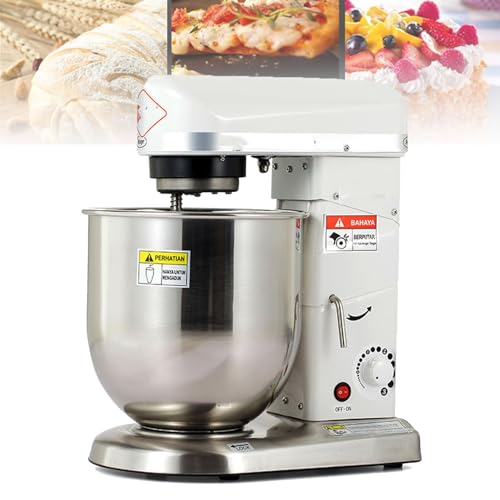 Commercial Food Mixer, Heavy Duty Electric Stand Mixer with Stainless Steel Bowl, 3 Adjustable Speeds, 5L Capacity, Ideal for Bakeries and Pizzerias