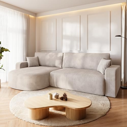 BROMARKT Ecksofa mit Schlaffunktion und Bettkasten Cordstoff Sofa Dreisitzer Schlafsofa Eckcouch Relaxsofa für Wohnzimmer Wohnlandschaft L-Form Bisk 275x170x85cm Creme BROMARKT Ecksofa mit Schlaffunktion und Bettkasten Cordstoff Sofa Dreisitzer Schlafsofa Eckcouch Relaxsofa für Wohnzimmer Wohnlandschaft L-Form Bisk 275x170x85cm Creme