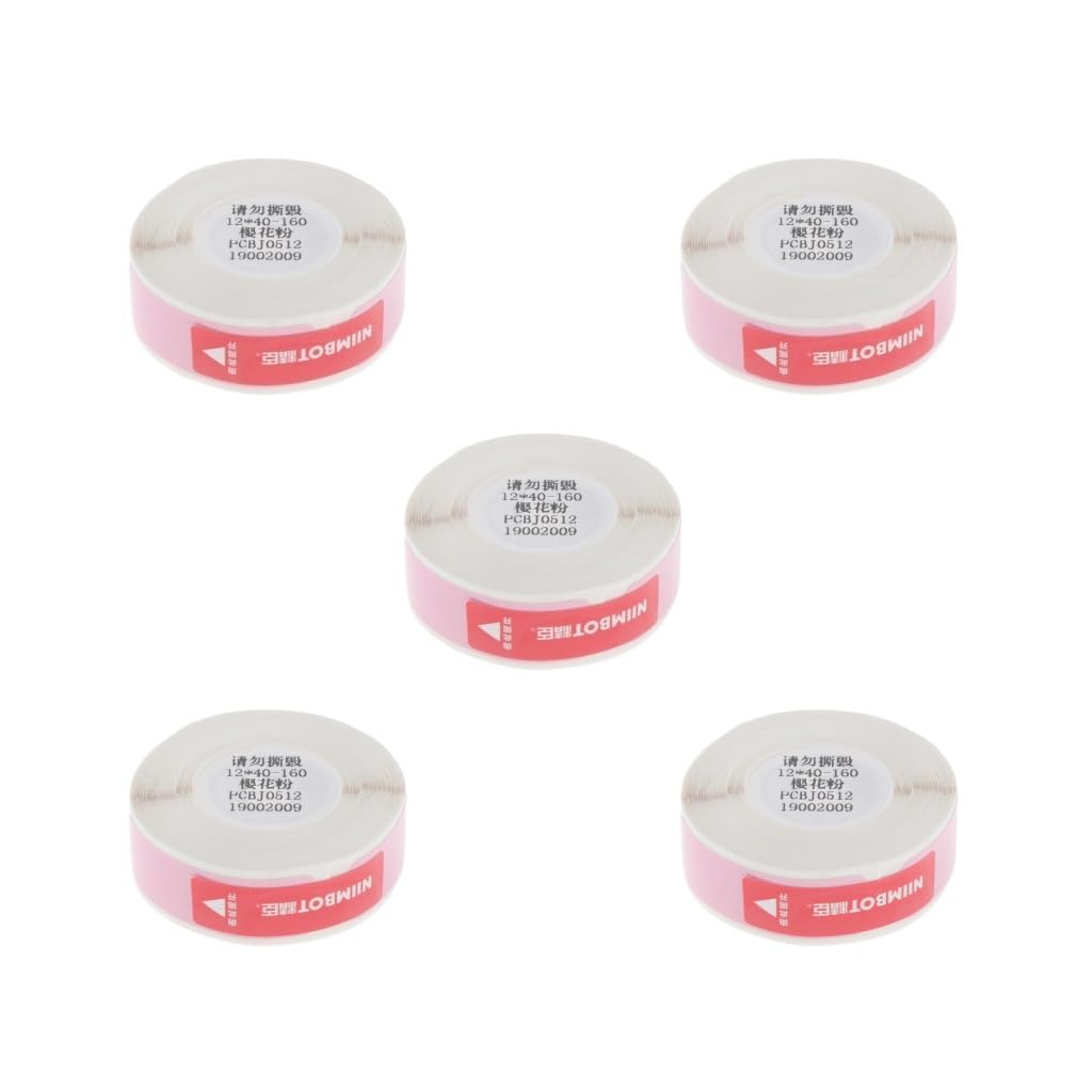 5 Set Thermoetikettendrucker Preisschild Adressaufkleber Papier Rolle Rosa 12x40mm-160
