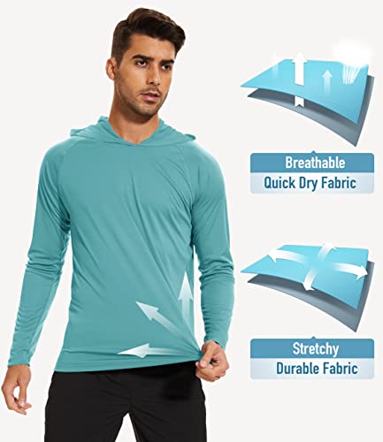 Long Sleeve Uv Protection Shirts Men With Hood Athletic Shirts Running Shirts Workout Shirts Sun Shirts Hiking Outdoor Hooded Shirts Grey Green #TOP3