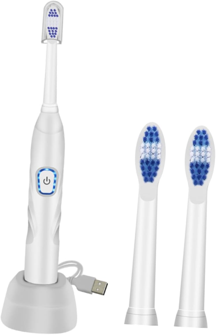 Beavorty 1Set USB Rechargeable Electric Toothbrush Vibration Bristle Brush with Modes Timer for Boys and White