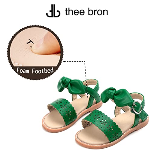 Image of THEE BRON Toddler Girls Sandals Wedding Flower Girl Dress Shoes Open Toe Flats