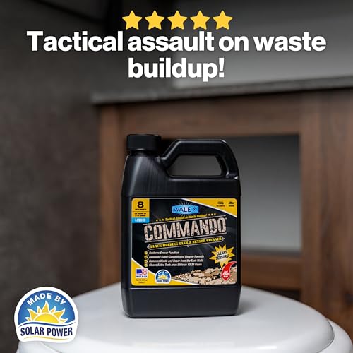 Walex Commando Liquid Black Holding Tank and Sensor Cleaner for RV, Camper & Marine - Rapid Breakdown of Waste & Toilet Paper, Cleans Entire Tank within 12-24 Hours, Restores Sensor Function, 32oz