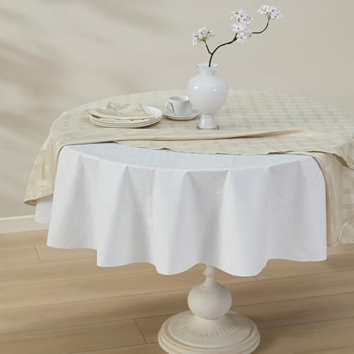 Newbridge Quilted Waterproof Cut to Fit Table Pad Protector with Flannel Backing, Heat Resistant, Wipe Clean, Cushioned Pad Protects Table from Spills and Scratches, 70 Inch Round