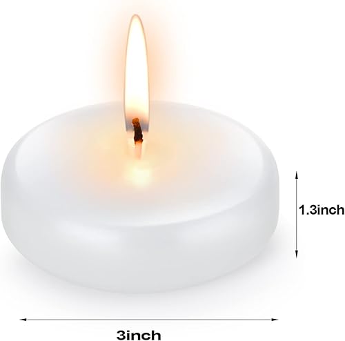 Miniatura 3 de Vela flotante de 3 pulgadas, paquete de 12 unidades, cera blanca y doradaroja, sin perfume y no gotea, 10 horas de combustión para jarrón