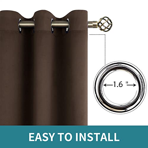 Bgment Blackout Curtains For Living Room - Grommet Thermal Insulated Room Darkening Curtains For Bedroom, 2 Panels Of 42 X 63 Inch, Brown #TOP4