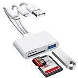 SD Card Reader for iPhone 17 16 15 14 iPad, 3-in-1 Memory Card Reader with USB Camera Adapter, SD/Micro SD Card Adapter for Trail Game Camera Viewer, iPhone SD Card Adapter for Mac Android PC