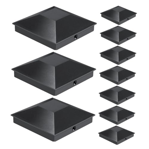 DIYEAH 12 Pezzi Coperture in Plastica Per Recinzione Esterna Con Fissaggi Cappucci Superiori Per Montanti Quadrati Protezione Per Montanti Da Balcone Cassettiera Postale Nera