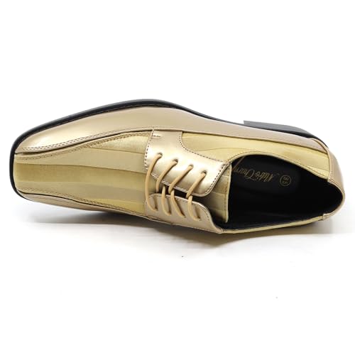 Men's Oxford Lace up Striped Satin Patent Tuxedo Dress Shoes MC-1794