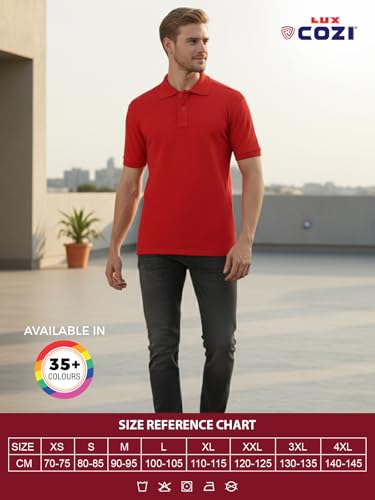 Image of Lux Cozi Men's Cotton Solid Polo Tshirt | Collar Tshirts | Half Sleeves | Stylish & Premium All Day Wear | Pack of 1