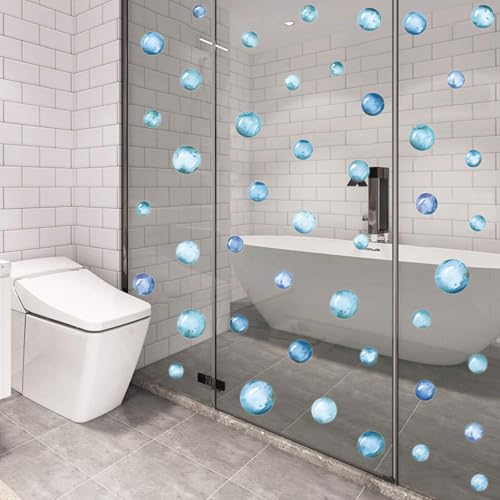 Vinilos decorativos burbujas azules para pared, tema marino miniatura 4