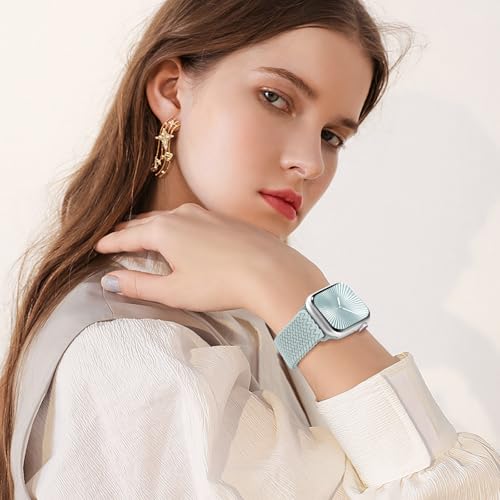 Image of 4 Pack Braided Stretchy Bands Compatible with Apple Watch 40mm 41mm 38mm 42mm 44mm 45mm 46mm 49mm Women Men, Breathable Nylon Elastic Daily Use Straps for iWatch Series 11 /10 9 8 7 6 5 4 3 SE /Ultra 2