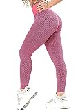 RIOJOY Damen Push Up Leggings - High Waist Anti Cellulite Leggins Scrunch Butt Po Lifting Sporthose Yogahose, Rosa S