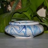 Ideal para regalo. Cenicero marroquí, color verde marmolado, azul y blanco, tamaño mediano