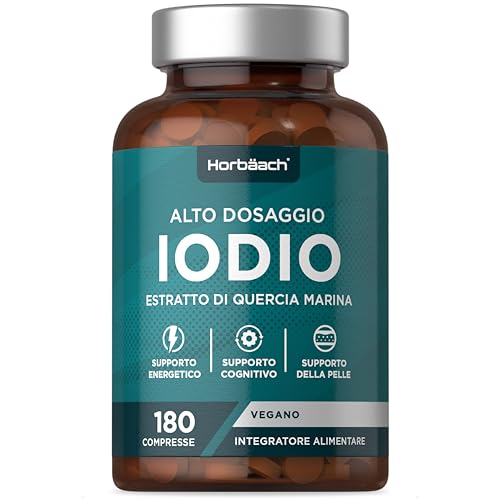 Iodio 150 mcg | 180 Compresse Vegane | Facili da Deglutire | Iodio e Selenio Integratore ad Alto...