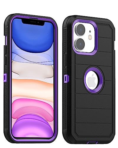 AICase for iPhone 11 Case,Heavy Duty Drop Protection Full Body Rugged Shockproof Military Protective Tough Durable Cover for iPhone 11 6.1"_1 Black/Purple