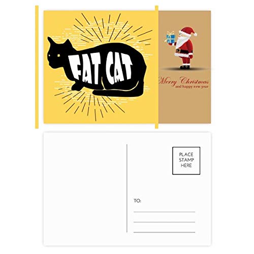 Cartes postales chat noir silhouette Père Noël : correspondance créative et papeterie