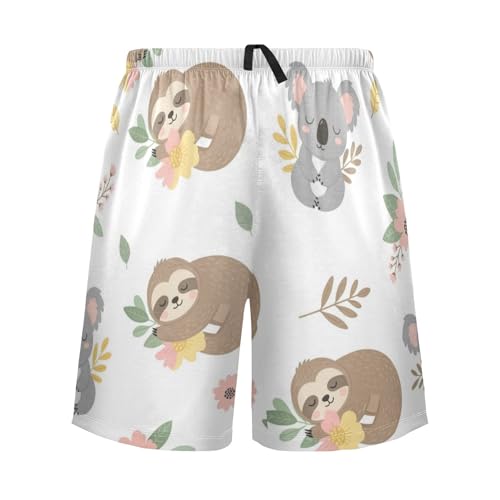 J JOYSAY Koala Sloth Flower Pajama Shorts Mens Lounge Sleep Shorts Straight-Fit Men Pajama Bottoms2