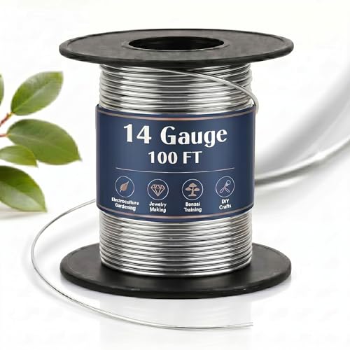 Image of Therwen 100ft 14 Gauge Stainless Steel Wire for Gardening, Electroculture, Bonsai, Jewelry Making Beading DIY Craft Pure Bare Stainless Steel Wire Spool