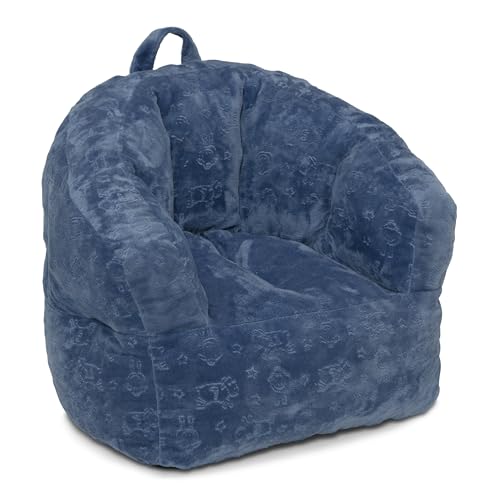 Delta Children - Serta Kids Plush Barrel Toddler Chair, Soft Foam Chair Bean Bag Chair Alternative for Boys and Girls, Cozy Seat for Reading, Watching Cartoons, Playroom Nursery Bedroom, Denim Blue - image 8