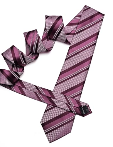 Image of Barry.Wang Mens Tie Set Plaid Check Neckties Formal Business Wedding Luxury Pocket Square Cufflinks
